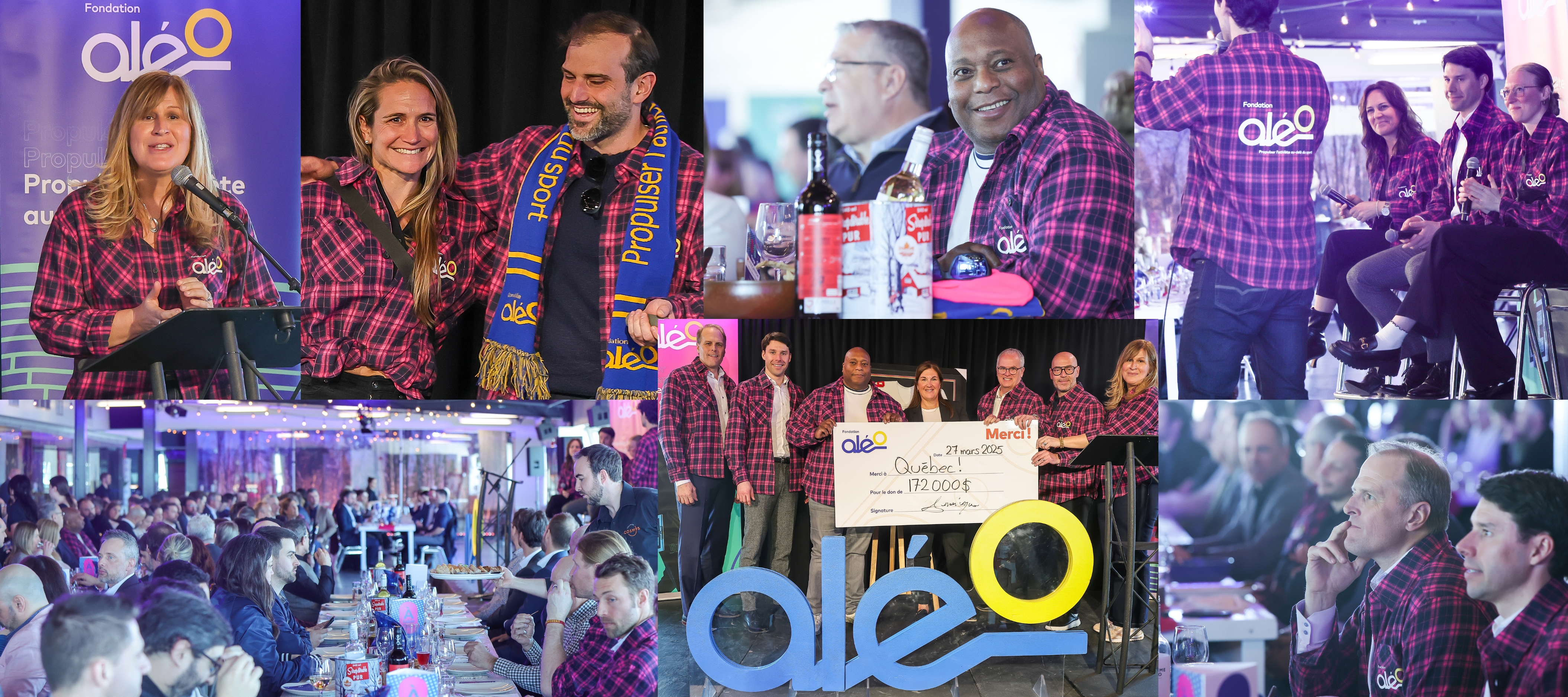 montage de photos du dîner « À table pour les athlètes » présenté par Planète Mobile Rogers en collaboration avec la Banque Nationale au profit de la Fondation Aléo